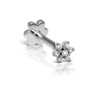 Diamond Flower Piercing Small Oro Bianco